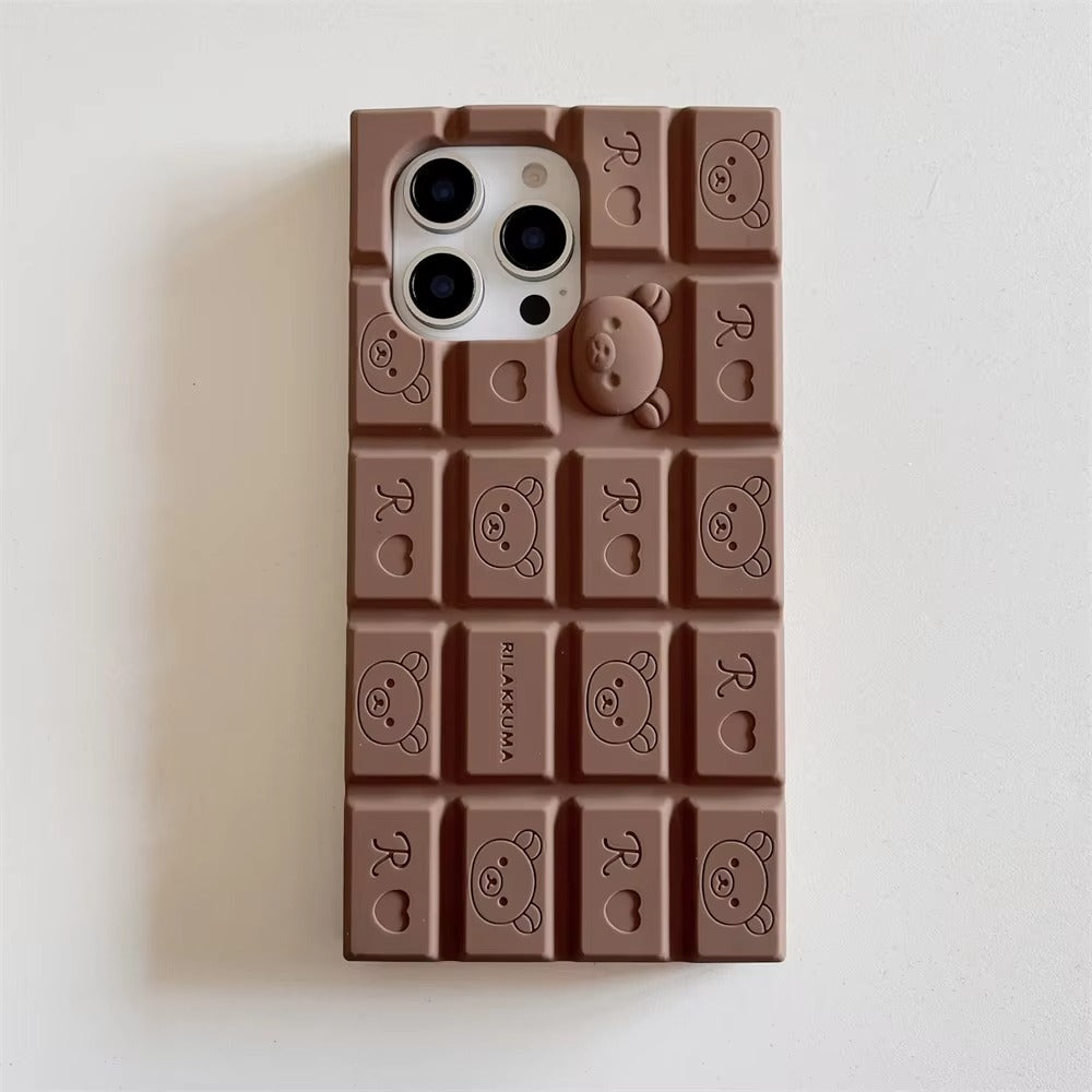 Premium Apple iPhone Case, MagSafe Compatible, Camera Lens and Screen Protection, Ultra Thin, Shockproof, Magnetic, Full All Around Protection, 3D Bear Chocolate Cover