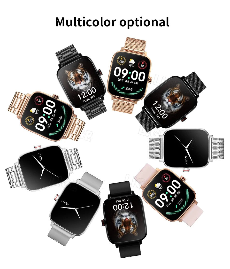 Premium Smartwatch for iPhone – Custom Dial Bluetooth Watch for Men & Women, Full Touchscreen Fitness Bracelet with Waterproof