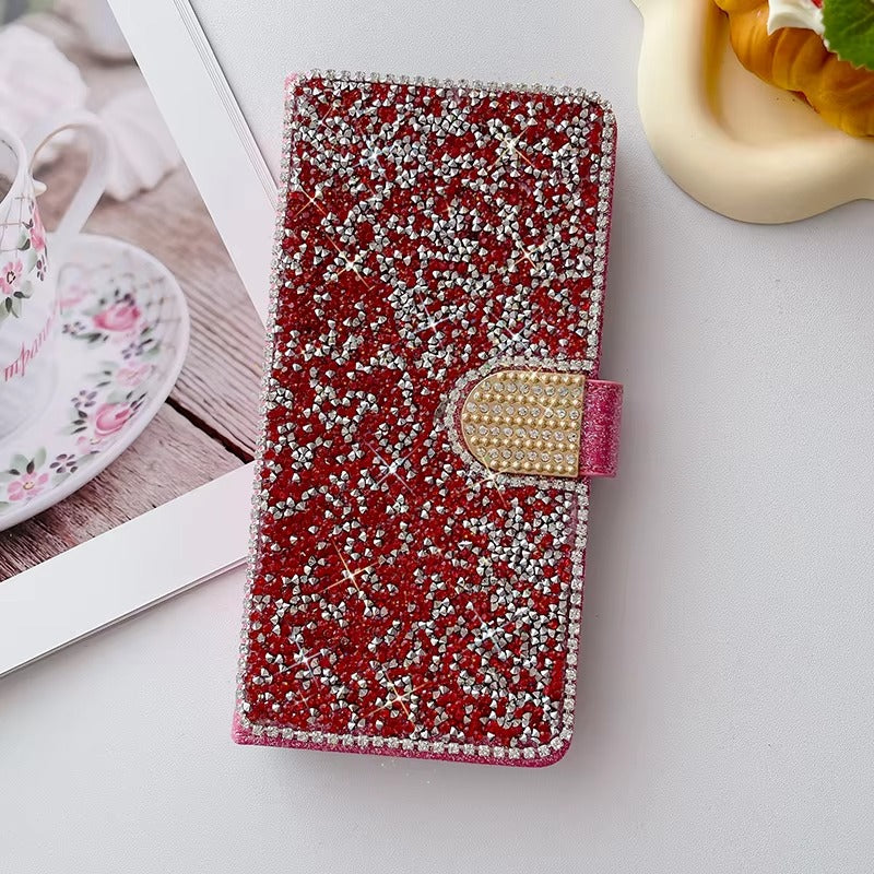 Luxury Apple iPhone Case, MagSafe Compatible, Camera Lens and Screen Protection, Ultra Thin, Shockproof, Magnetic, Full All Around Protection, Glitter Leather Wallet Cover