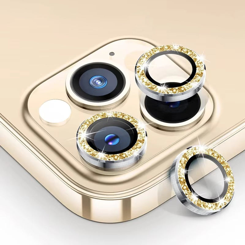 Luxury Metal Camera Lens Protector for iPhone – Diamond Edging, 9H Corning Glass, Anti-Scratch, Shockproof, Ultra HD Transparent Lens Cover Ring