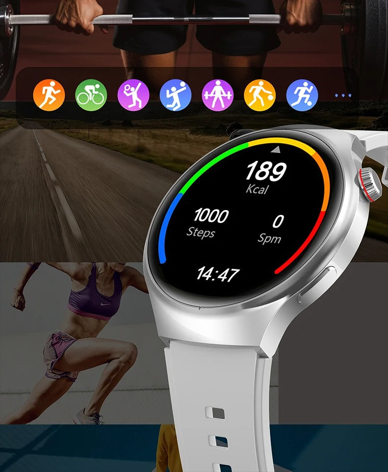Premium AMOLED GPS Smart Watch – 1.46" HD Display, Bluetooth Calling, Fitness Tracker, IP68 Waterproof, Heart Rate & Sleep Monitor, NFC, Wireless Charging