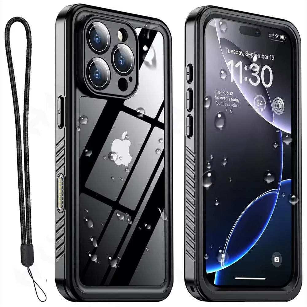 Luxury Apple iPhone Case MagSafe Compatible, Camera Lens & Screen Protection, Ultra Thin Shockproof Magnetic Full All Around Protection Cover with IP68 Metal Underwater Design