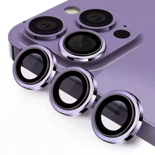 Luxury Metal Camera Lens Protector for iPhone – Diamond Edging, 9H Corning Glass, Anti-Scratch, Shockproof, Ultra HD Transparent Lens Cover Ring