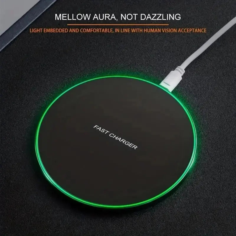 Premium 30W Wireless Charging Pad – Fast Induction Charger with Type C Connector, LED Indicator, Compatible with Apple iPhone, AirPods, iOS & Android Devices