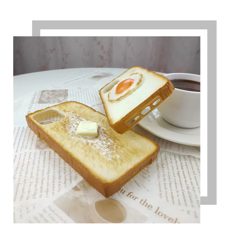 Premium Apple iPhone Case, MagSafe Compatible, Camera Lens and Screen Protection, Ultra Thin, Shockproof, Magnetic, Full All Around Protection, 3D Toast Bread Soft Cover