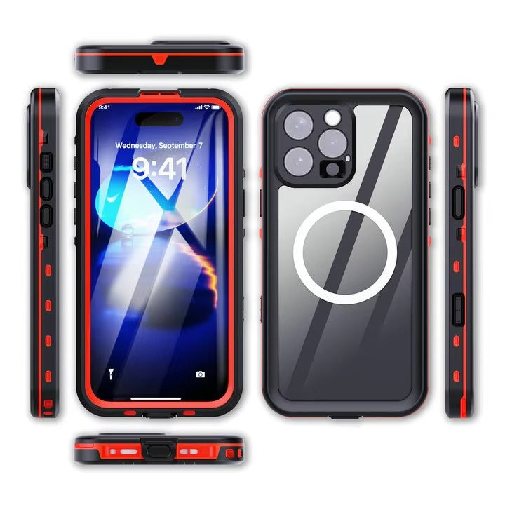 Luxury Apple iPhone Case MagSafe Compatible, Camera Lens & Screen Protection, Ultra Thin Shockproof Magnetic Full All Around Protection Cover with IP68 Waterproof 360 Seal Design