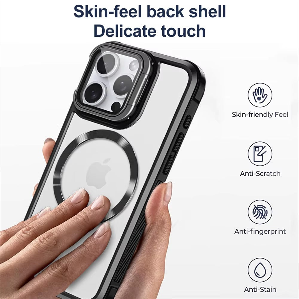 Premium Apple iPhone Case MagSafe Compatible, Camera Lens & Screen Protection, Cover with Hard Shell & Stand Bracket