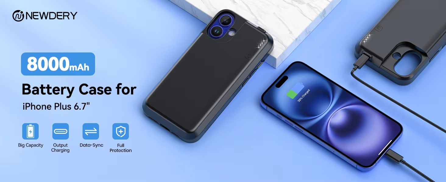 High Quality Apple iPhone Case MagSafe Compatible, Camera Lens & Screen Protection, Ultra Thin Shockproof Magnetic Full All Around Protection Cover with 8000mAh Battery Pack