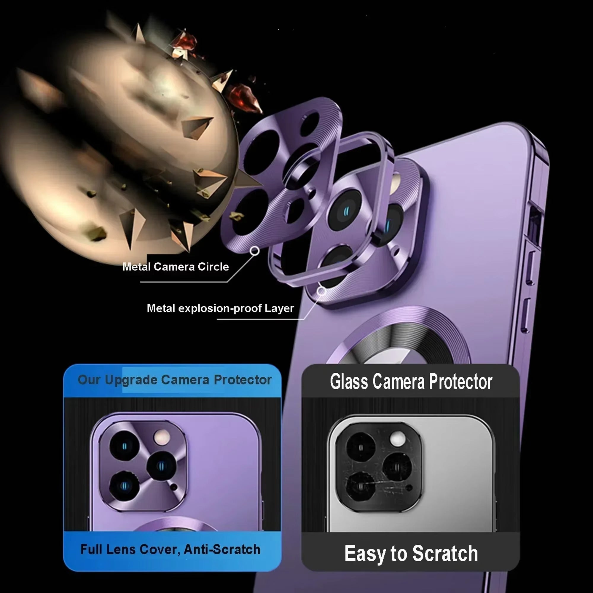 Premium Apple iPhone Case MagSafe Shockproof Magnetic Full All Around Protection Cover with Double Glass Alloy Frame