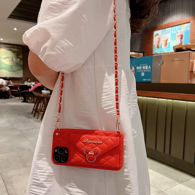 Luxury Apple iPhone Case, MagSafe Compatible, Camera Lens & Screen Protection, Ultra Thin, Shockproof, Magnetic Full All Around Cover – Rhombic Pattern PU Leather Card Holder Case with Lanyard Strap