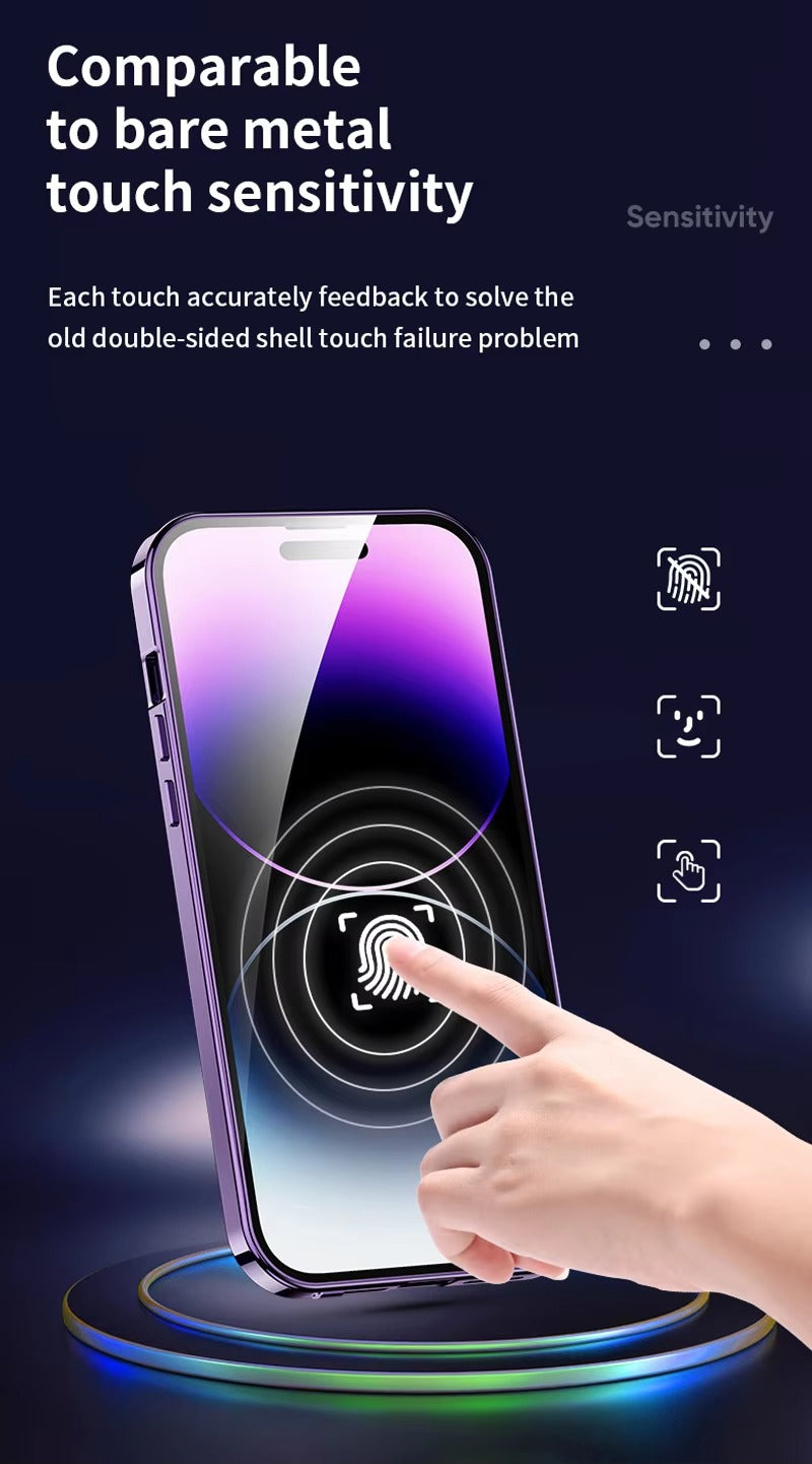 Luxury HD Glass Apple iPhone Case, MagSafe Compatible, Ultra Thin Magnetic Large Window Design and Camera Lens Shield