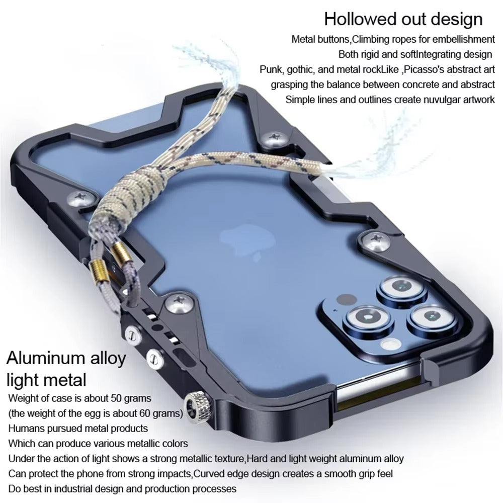 Luxury Apple iPhone Case, MagSafe Compatible, Camera Lens and Screen Protection, Ultra Thin, Shockproof, Magnetic, Full All Around Protection, Handmade Skull Metal Cover