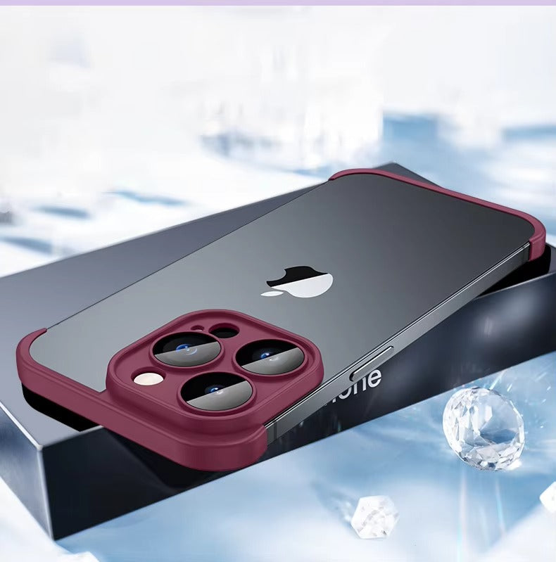Premium Apple iPhone Case, MagSafe Compatible, Camera Lens & Screen Protection, Ultra Thin, Shockproof, Magnetic Full All Around Cover – Frameless TPU Silicone Bumper Case with Built-In Glass Lens Protector