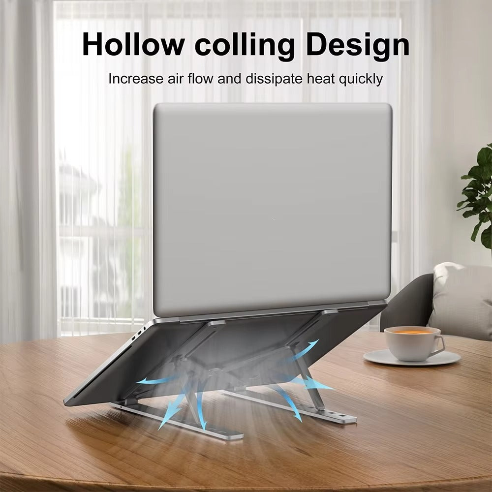 Premium Foldable Aluminum Laptop Stand – Portable Notebook Holder for MacBook Air, Pro, and PC, Adjustable Computer Support Bracket for Desk or Travel