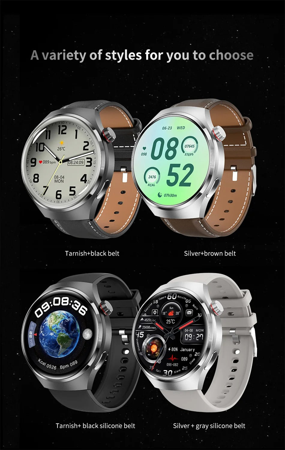 NFC GPS Smartwatch for Men – 1.6" AMOLED Display, Bluetooth Calling, Health & Fitness Tracker, Sleep Monitor, IP68 Waterproof, Long Battery Life, Voice Assistant