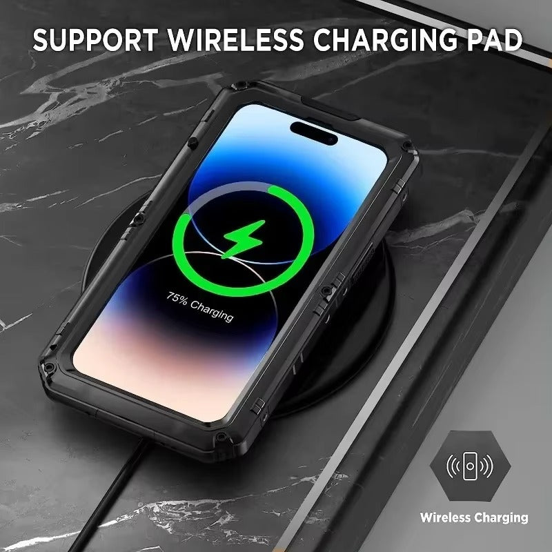 Robust Apple iPhone Case MagSafe Compatible, Camera Lens & Screen Protection, Cover with IP68 Heavy Duty Metal Armor