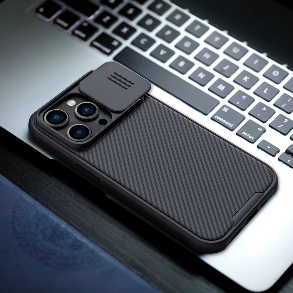 High Quality iPhone Case, MagSafe Compatible, Ultra Thin Magnetic Cover with Screen Guard Slide Camera Lens Protector Panel