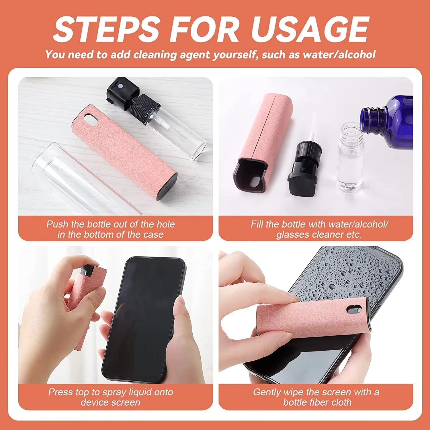 Premium, 2-in-1, Screen Cleaner Spray for Phone, Tablet, PC, iPad, Laptop, Screen Dust Remover, with Microfiber Wiper Cloth, Polish, Cleaning Tool Kit