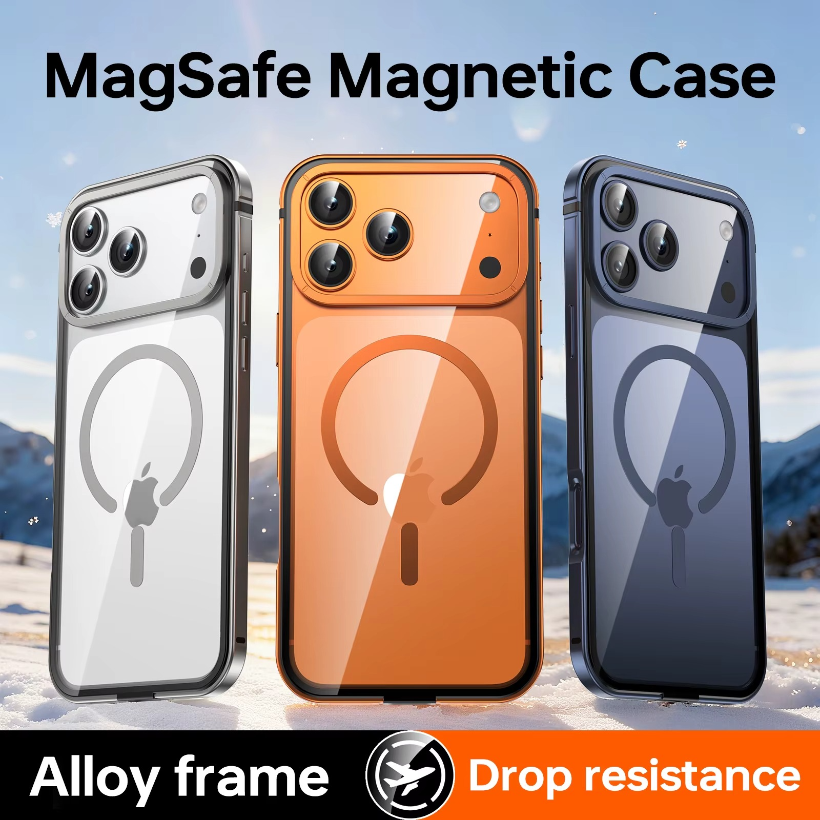 Premium Aluminum Alloy iPhone Case – MagSafe Compatible Magnetic Cover with Shockproof Frame, Transparent Back and Raised Camera Lens Protection