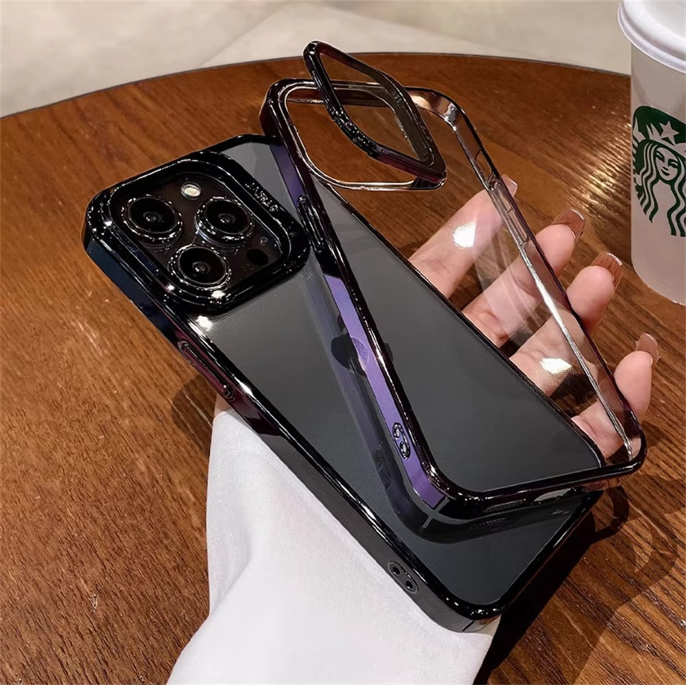 Luxury Apple iPhone Case, Ultra Thin Shockproof Magnetic Full All Around Protection Cover with Plating Stand & Hard Shell