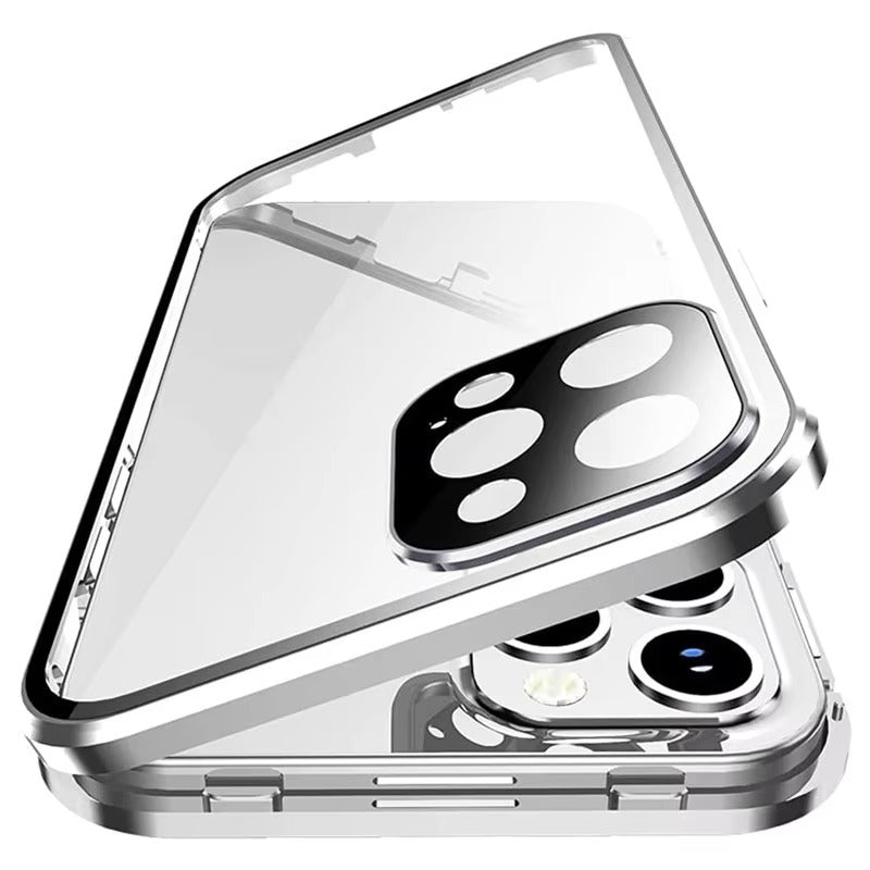 Premium Apple iPhone Case MagSafe Compatible, Camera Lens & Screen Protection, Cover with 360 Metal Glass Bumper