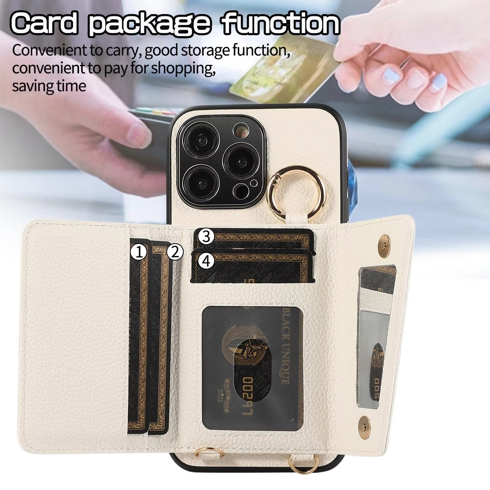 High-End Apple iPhone Case, MagSafe Compatible, Camera Lens & Screen Protection, Ultra Thin, Shockproof, Magnetic Full All Around Cover – Crossbody Leather Wallet Case with Finger Ring Buckle & Card Slots