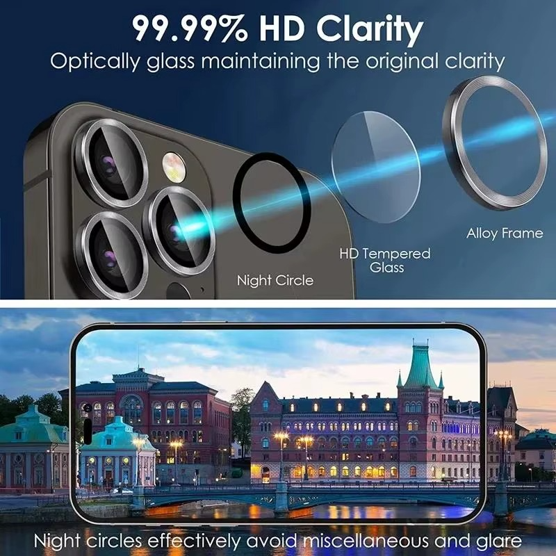 Premium Metal Camera Lens Protector – Tempered Glass Lens Cover Ring with Scratch Resistance, Shock Protection, Anti-Dust Coating and Precision Camera Protection