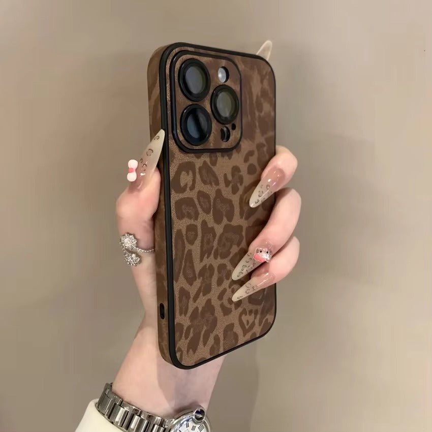 Luxury Apple iPhone Case MagSafe Compatible, Camera Lens & Screen Protection, Ultra Thin Shockproof Magnetic Full All Around Protection Cover with Wrist Strap & Leopard Design