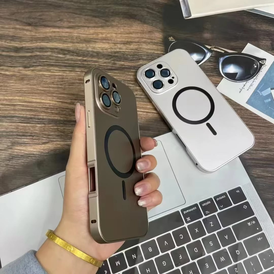 Premium Apple iPhone Case, MagSafe Compatible, Camera Lens & Screen Protection, Ultra Thin, Shockproof, Magnetic Full All Around Cover – Aluminum Metal Frame Case with Hard PC Back for Stylish Impact Protection
