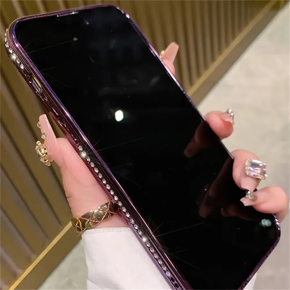 Luxury Apple iPhone Case, MagSafe Compatible, Camera Lens & Screen Protection, Ultra Thin, Shockproof, Magnetic Full All Around Cover – Glitter Diamond Transparent Case with Wireless Charging & Bumper Edge Design
