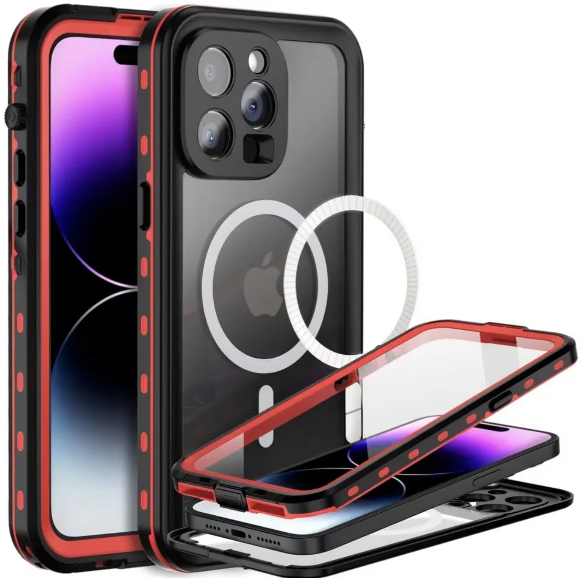 Robust Apple iPhone Case MagSafe Compatible, Camera Lens & Screen Protection, Ultra Thin Shockproof Magnetic Full All Around Protection Cover with IP68 Waterproof Diving Design
