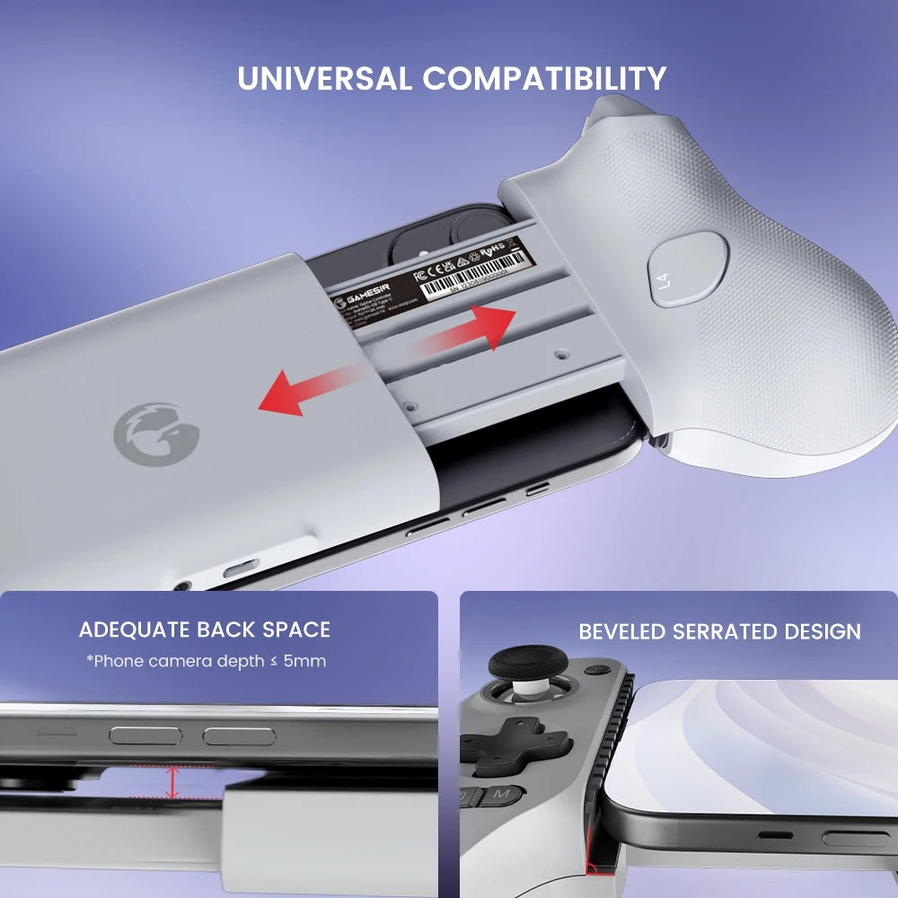 Premium Mobile Game Controller for iPhone, Hall Effect Joystick Gamepad, Wireless Stretchable Design for Apple Devices