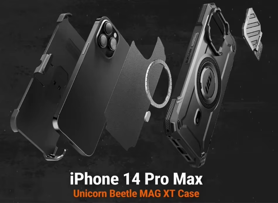 Robust Apple iPhone Case, MagSafe Compatible, Ultra Thin Magnetic Shockproof Cover with Camera Lens Shield, Kickstand Frame
