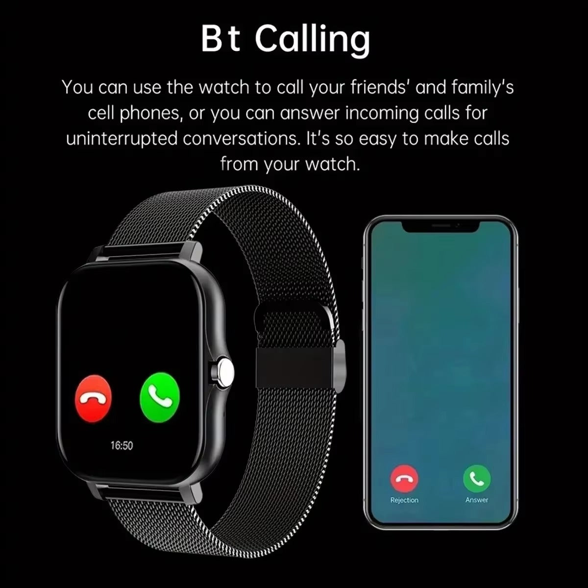 Luxury Bluetooth Smart Watch for Android iOS – 1.83" Touchscreen, Call & Message Alerts, Heart Rate & Sleep Monitor, Fitness Tracker, Stylish Gift for Men & Women