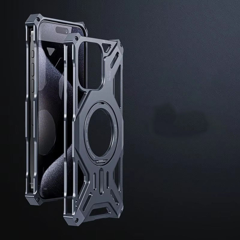 Luxury Apple iPhone Case, MagSafe Compatible, Camera Lens & Screen Protection, Ultra Thin, Shockproof, Magnetic Full All Around Cover – Magnetic Bracket Case with Fashion Aluminum Alloy Frame for Stylish Protection