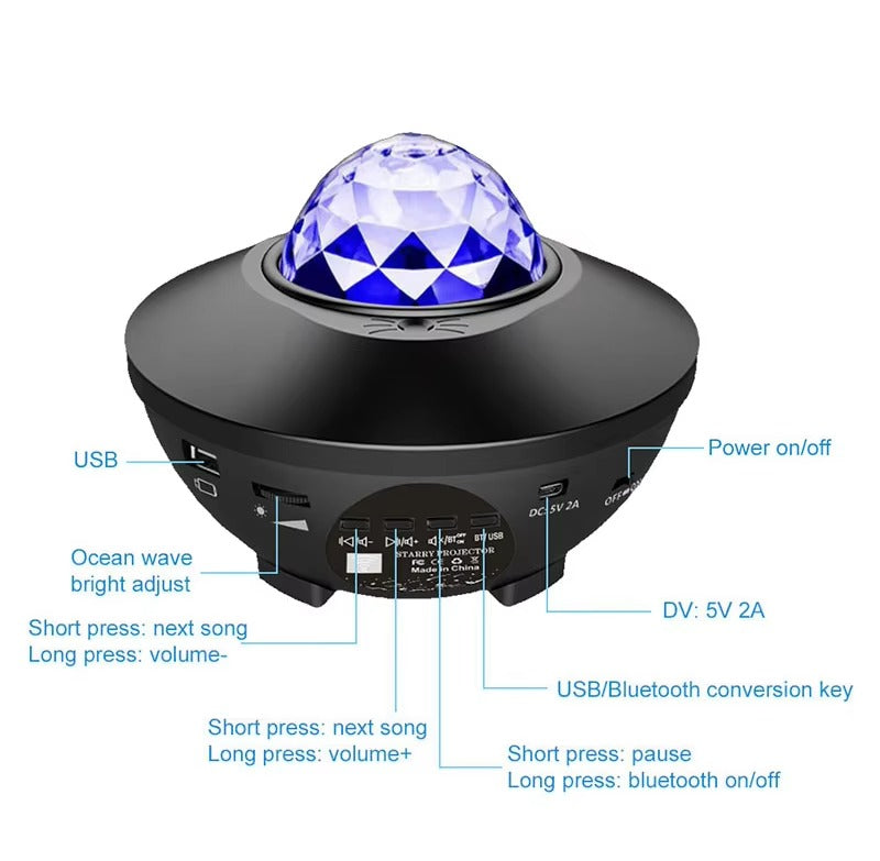 Premium Galaxy Star Projector with Ocean Wave Light, Bluetooth Music Speaker Night Lamp for Bedroom Decor, Party Ambience,