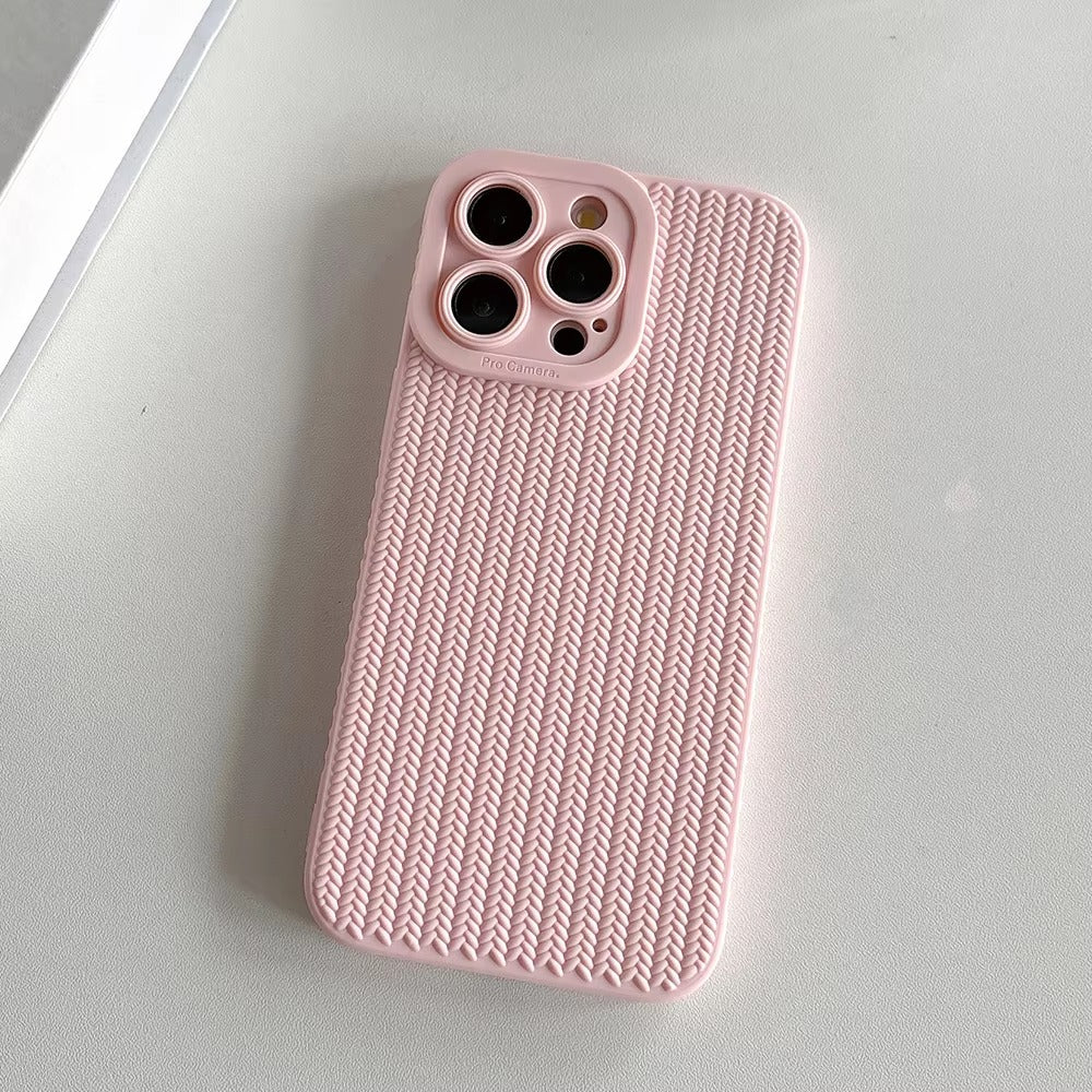 Luxury Apple iPhone Case, MagSafe Compatible, Camera Lens & Screen Protection, Ultra Thin, Shockproof, Magnetic Full All Around Cover – Woven Pattern Soft Silicone Case with Solid Color Stylish Design