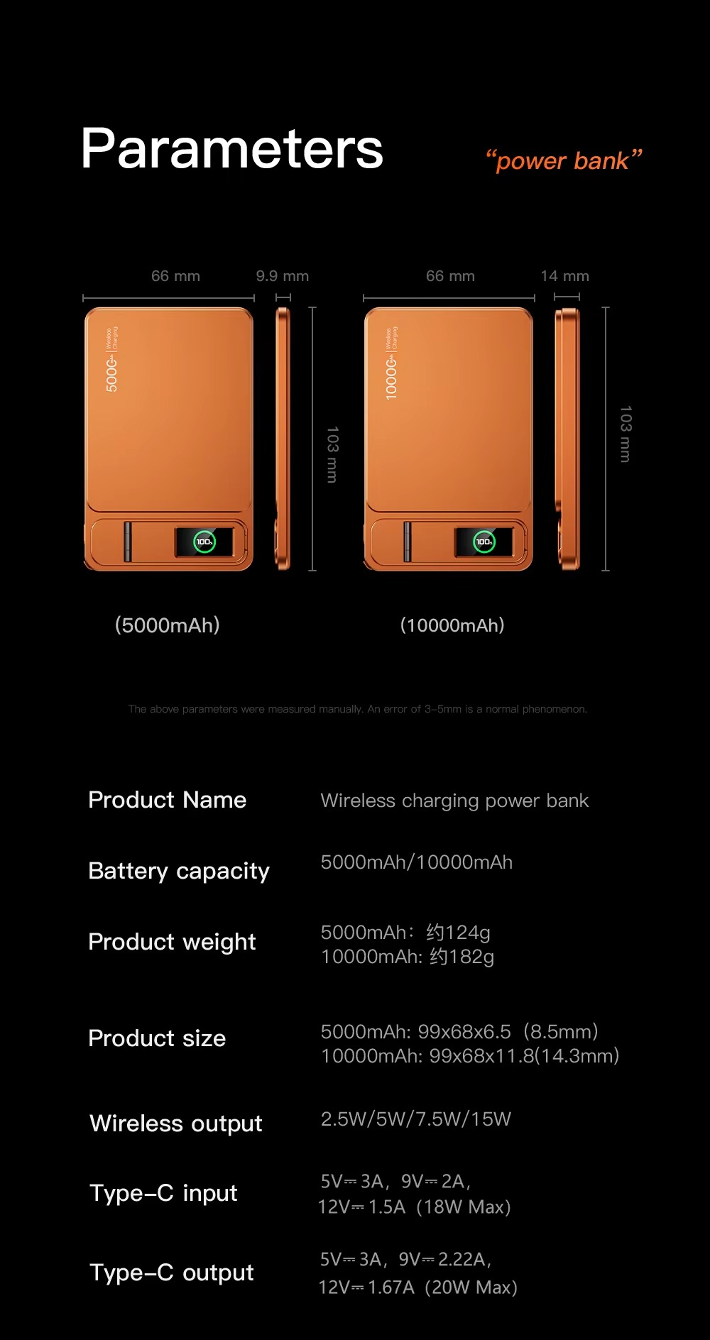Premium Magnetic Wireless Power Bank 10000mAh – 20W Fast Charging Portable Battery with MagSafe Compatible Magnetic Charging, Digital Display and Phone Stand