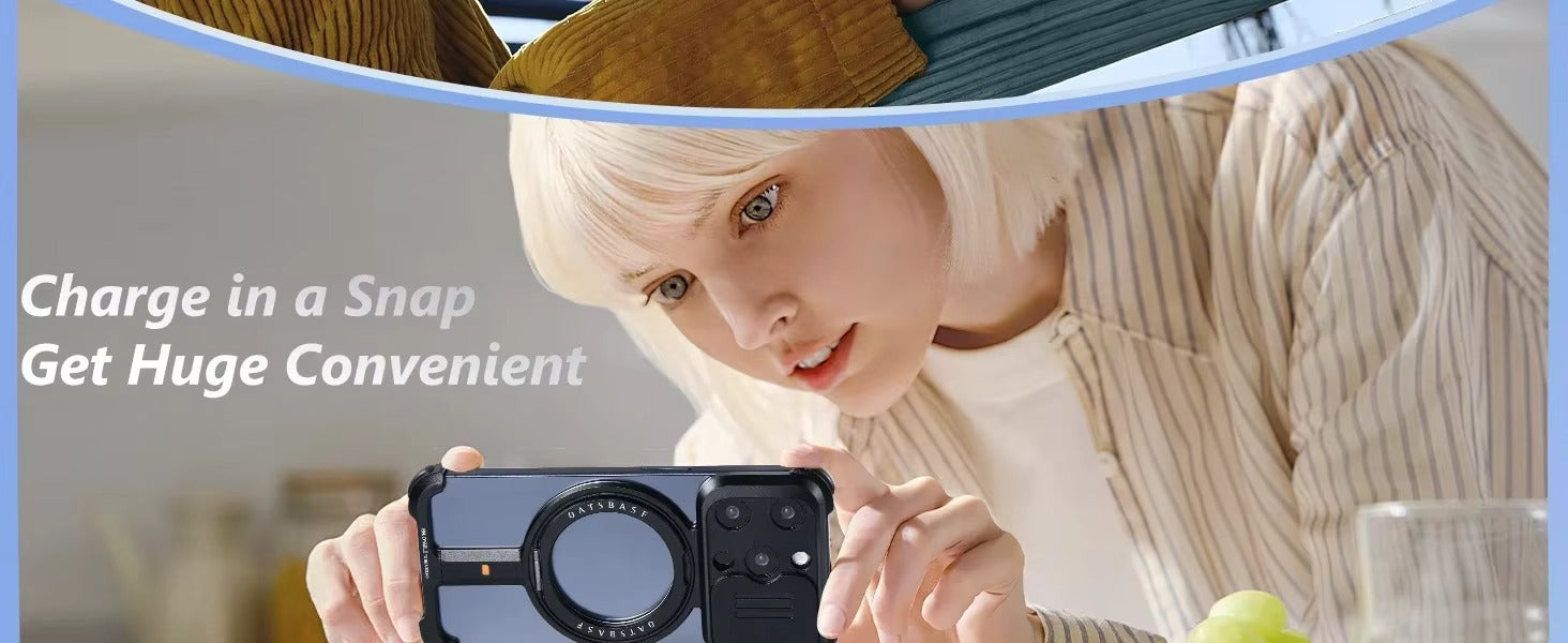 Premium Apple iPhone Case n, Ultra Thin Shockproof Magnetic Full All Around Protection Cover with Wireless Charging Bumper