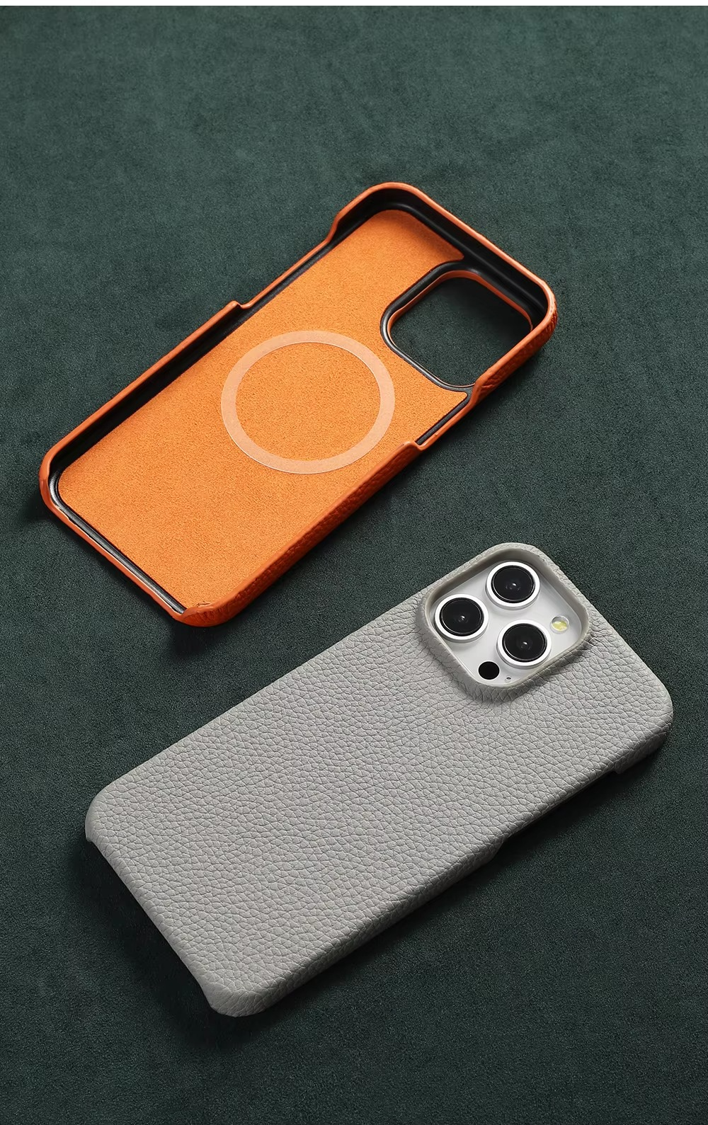 Luxury Natural Cowhide Leather MagSafe iPhone Case – Lychee Texture, Durable & Stylish Phone Back Cover | Case for iPhone