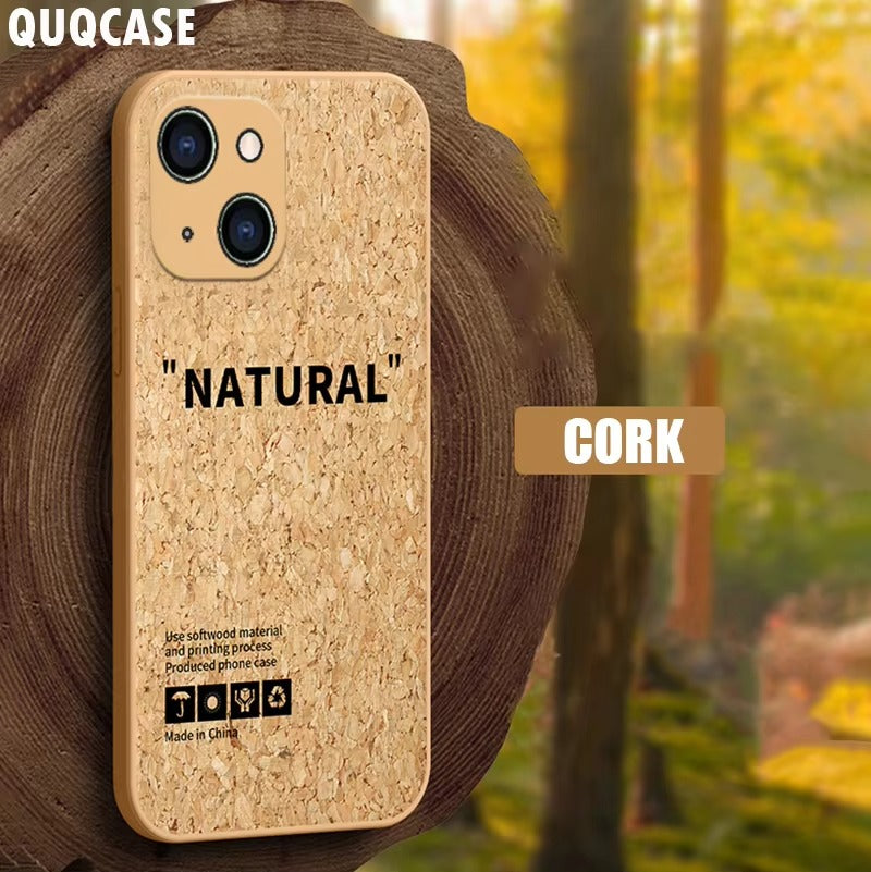 Luxury Apple iPhone Case, MagSafe Compatible, Camera Lens and Screen Protection, Ultra Thin, Shockproof, Magnetic, Full All Around Protection, Cork Wood Soft Cover