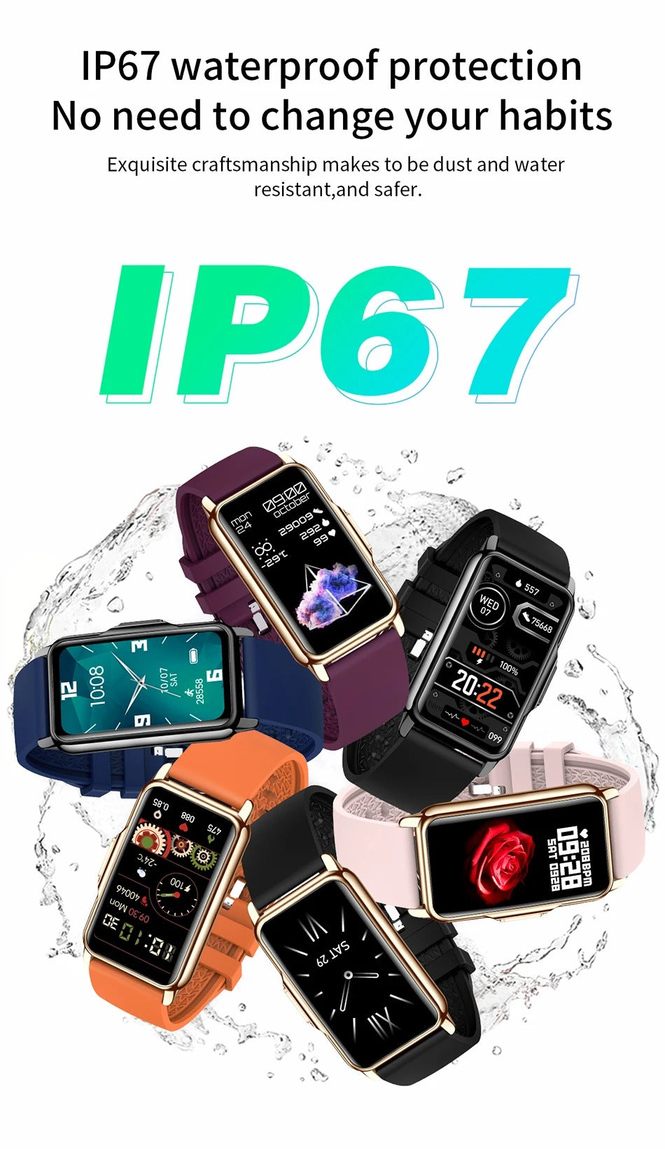 Luxury Smartwatch for Women with Bluetooth Calling – Full Touchscreen Fitness Tracker for iPhone, IP67 Waterproof, Heart Rate