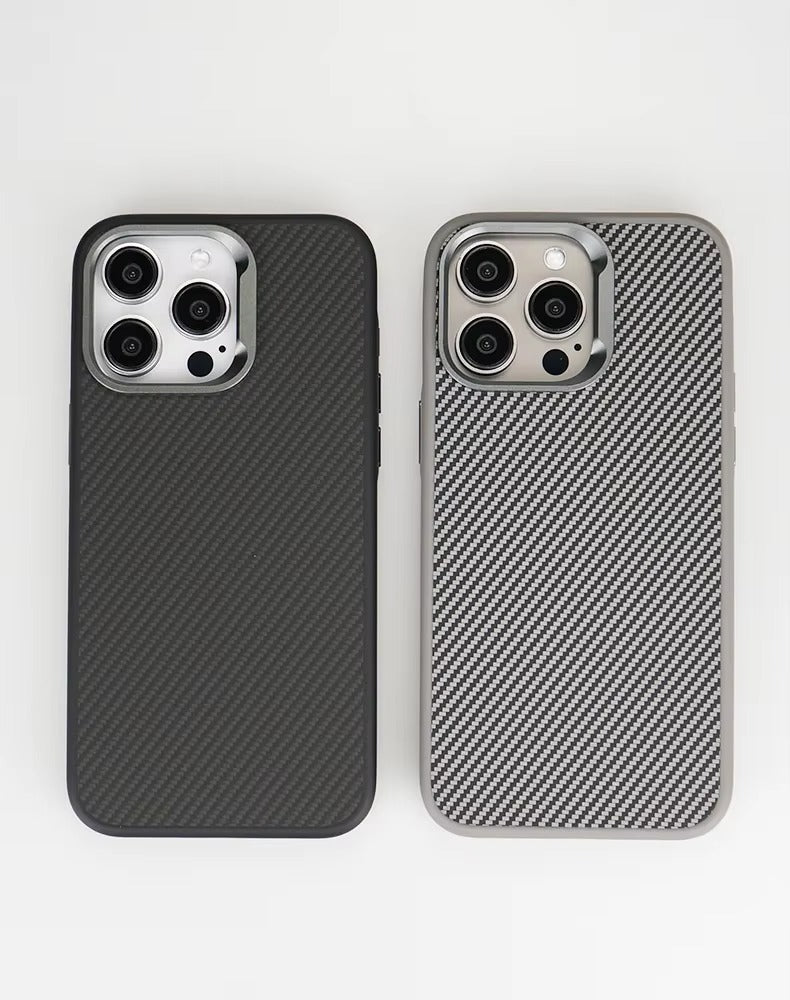 Luxury Apple iPhone Case, MagSafe Compatible, Camera Lens & Screen Protection, Ultra Thin, Shockproof, Magnetic Full All Around Cover – Carbon Fiber Texture Case with Soft Rubber Frame for Durable, Stylish Protection