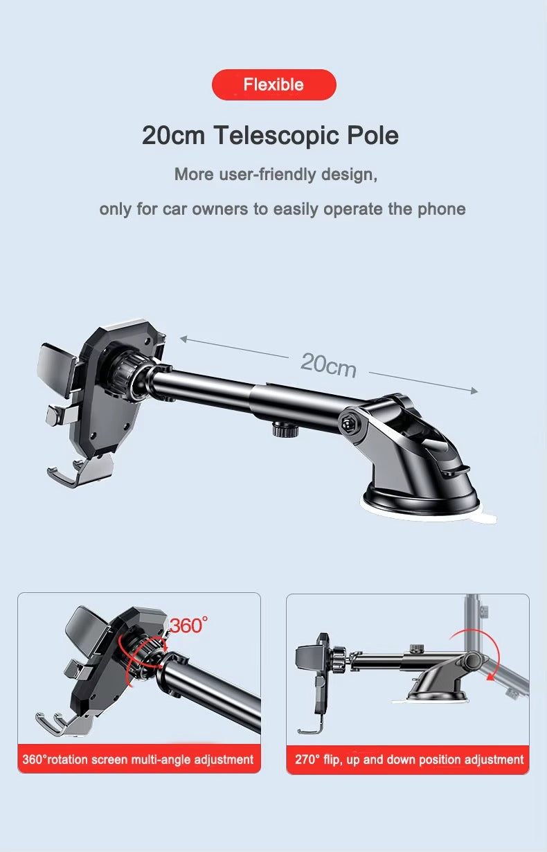 Premium Suction Cup Car Phone Holder for iPhone – Windshield & Dashboard Mount, Mobile Stand for Apple Devices