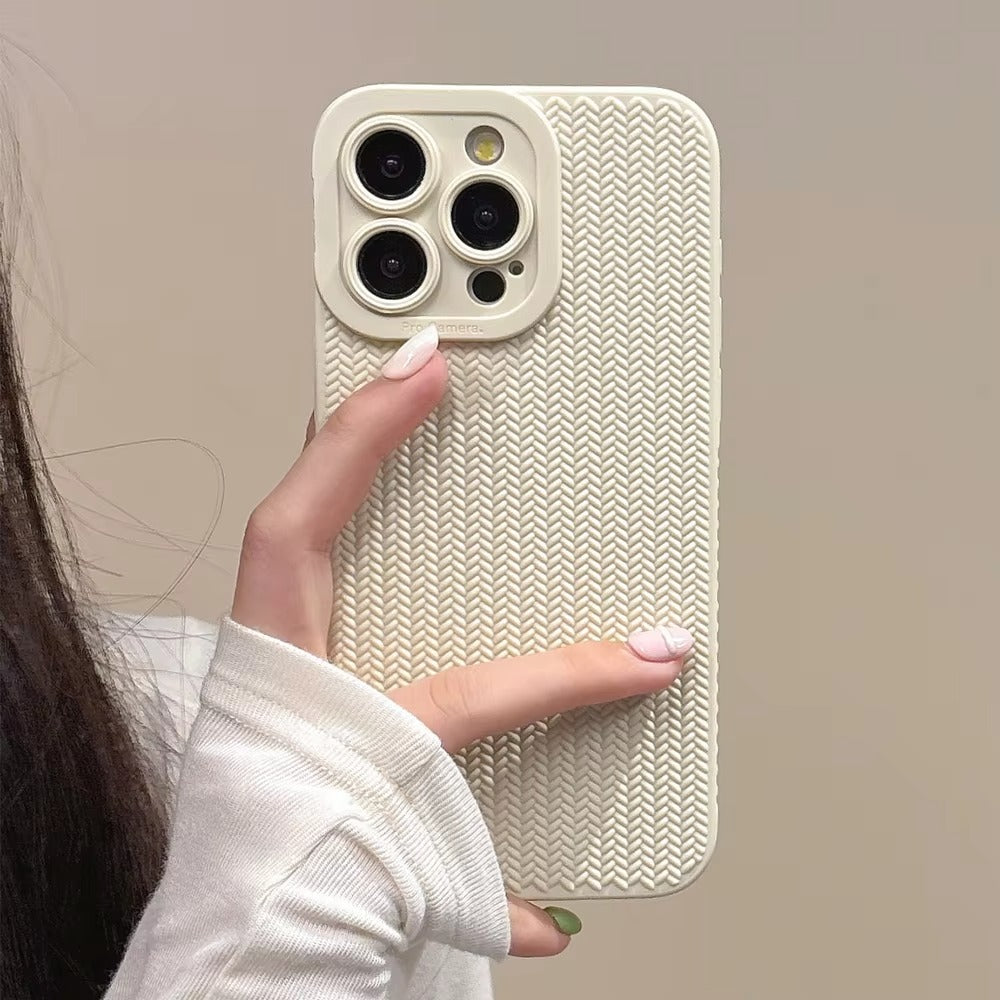Luxury Apple iPhone Case, MagSafe Compatible, Camera Lens & Screen Protection, Ultra Thin, Shockproof, Magnetic Full All Around Cover – Woven Pattern Soft Silicone Case with Solid Color Stylish Design