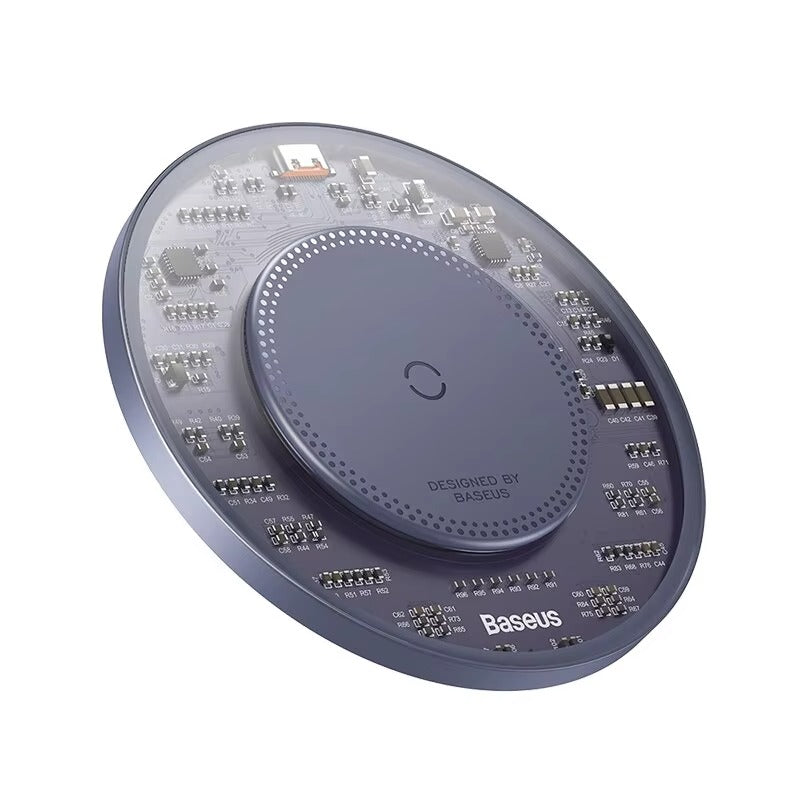 Premium 15W Wireless Charger Pad – Fast Qi Charging for iPhone, AirPods, Samsung, Xiaomi, LG, Clear Design, Type-C Cable, Charging Indicator