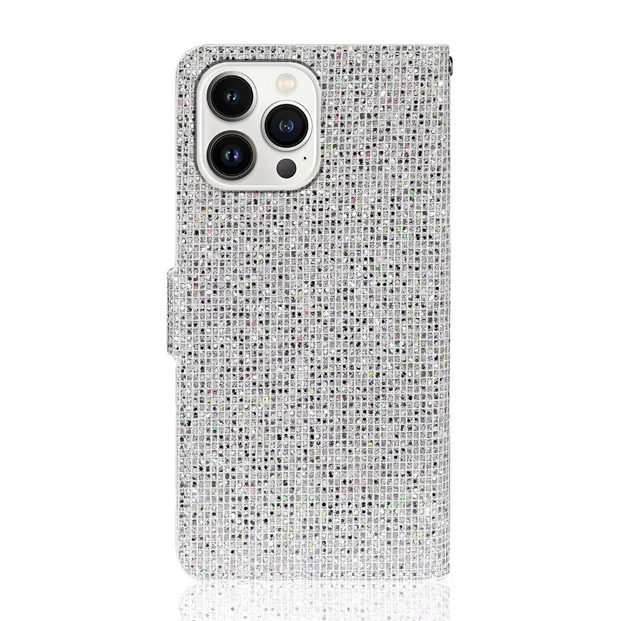 Luxury Apple iPhone Case, MagSafe Compatible, Camera Lens and Screen Protection, Ultra Thin, Shockproof, Magnetic, Full All Around Protection, Glitter Wallet Strap Cover