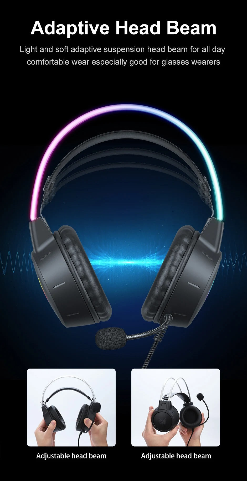 Premium Cat Ear Gaming Headset for iPhone & Mac – Wired Over-Ear Headphones with RGB Lights, Noise Streaming & Online Play