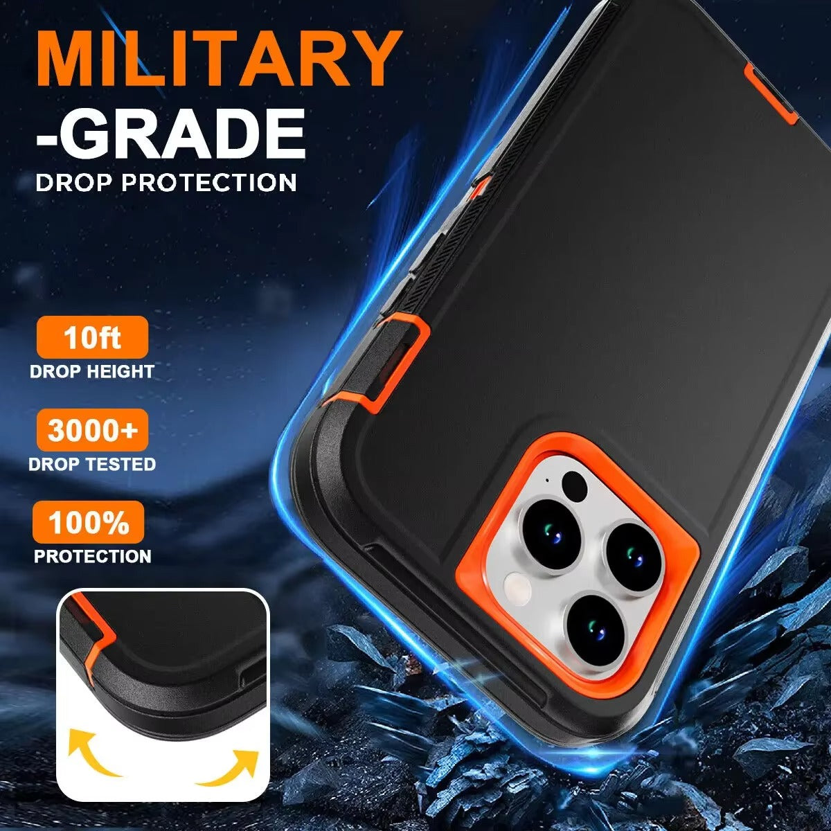 Robust Apple iPhone Case, MagSafe Compatible, Camera Lens & Screen Protection, Ultra Thin, Shockproof, Magnetic Full All Around Cover – 3-in-1 Defender Armor Rugged Case with Back Belt Clip & Full Body Protection