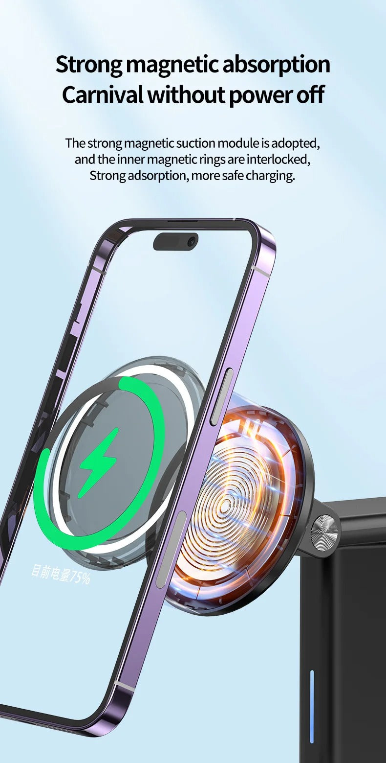 Premium Magnetic 3 in 1 Wireless Charging Station – 25W Foldable Fast Charger Stand and Phone Holder for iPhone, Apple Watch, AirPods and Qi Devices
